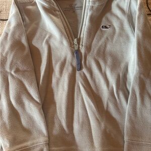 Vineyard Vines Kids Tan Half-Zip Pullover with Navy Whale Logo